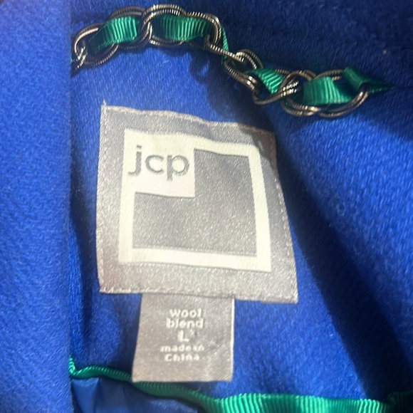 JCPENNY WOOL MIX BLUE DOUBLE BREASTED PEA JACKET IN SIZE LARGE - Picture 8 of 9